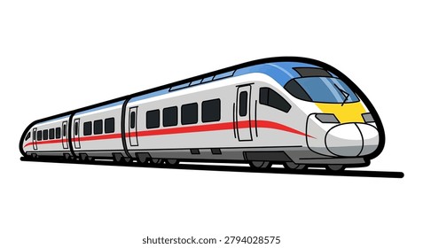 Cartoon style train on rails