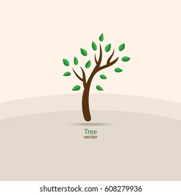 Cartoon style, tree icon isolated on a beige background.