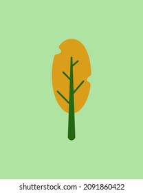 La ilustración de árbol de estilo de dibujo aislada en el fondo de color se puede utilizar como elemento de diseño