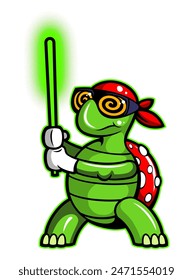Cartoon style turtle fighter character. Isolated on white background.