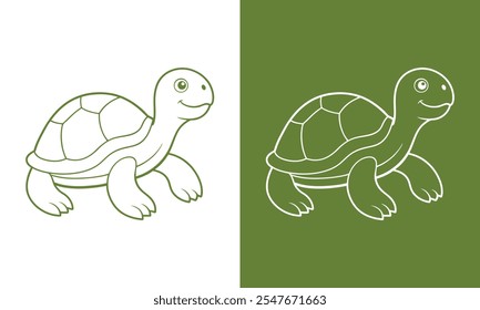 Cartoon Style Turtle Sketch Walking Sideways