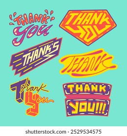 Cartoon style typography with thank you word