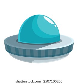 Cartoon style ufo with a blue dome is hovering in the air, ready for an out of this world adventure