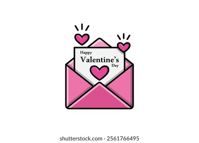 cartoon style valentine's day greeting letter envelope vector