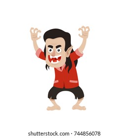 Cartoon Style Vampire Character. Vector Illustration