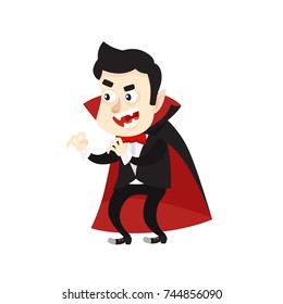 Cartoon Style Vampire Dracula Character. Vector Illustration