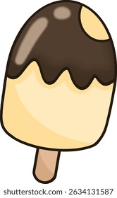 Cartoon style vanilla rassol chocolate ice cream bar