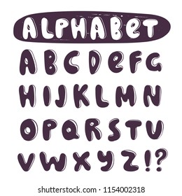 Cartoon style vector alphabet. Every letter is isolated