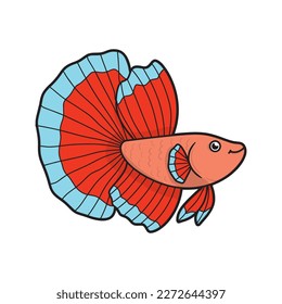 estilo de dibujos animados arte vectorial de los peces betta