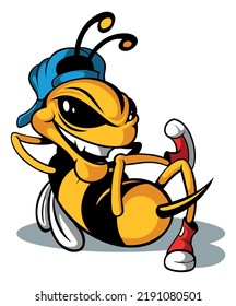 Cartoon style vector bee character. Isolated on white background.