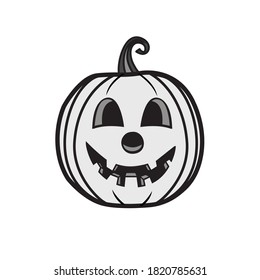 Cartoon style vector black and white Halloween pumpkin 