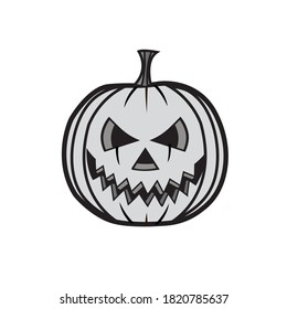 Cartoon style vector black and white Halloween pumpkin 