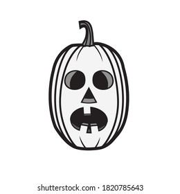 Cartoon style vector black and white Halloween pumpkin 