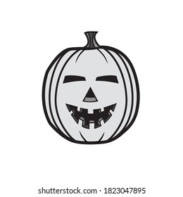Cartoon style vector black and white Halloween pumpkin 