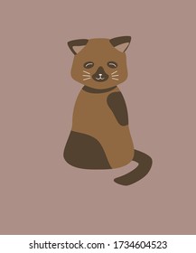 Cartoon style vector drawing of a brown spot cat