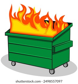 Cartoon style vector of a Dumpster Fire representative of a mismanaged situation