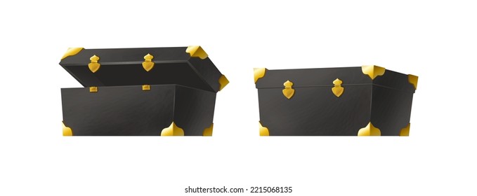 Cartoon style vector icon. Black box open and closed. Isolated on white background.