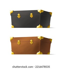 Cartoon style vector icon. Black box  closed and brown. Isolated on white background.
