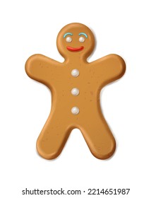 Cartoon style vector icon. Gingerbread man cookie. Isolated. Happy new year and merry christmas decoration.