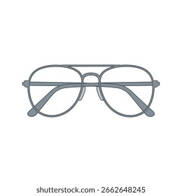Ilustração vetorial estilo desenho animado de óculos de aviador com um quadro de metal fino, isolado no branco. Ideal para temas de moda ou acessórios
