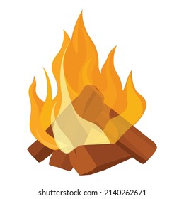 Cartoon style vector illustration of campfire, bonfire isolated on white background.