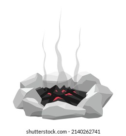 Cartoon style vector illustration of campfire, bonfire isolated on white background.