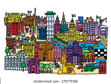 Cartoon Style Vector Illustration Dublin City Stock Vector (Royalty ...