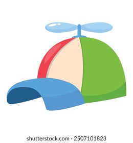 Cartoon style vector illustration of a funny colorful propeller hat, isolated on white background