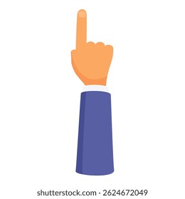 Cartoon style vector illustration of a hand with the index finger pointing up
