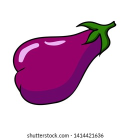 Cartoon style  vector illustration Isolated on white background with  Eggplant. for menu, banner, poster, greeting card,label,  emblem,kitchen print
