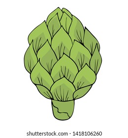Cartoon style  vector illustration Isolated on white background with Artichoke  for menu, banner,poster, greeting card,label,  emblem,kitchen print,logo,label