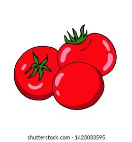 Cartoon style  vector illustration Isolated on white background with Red Tomato 
for menu, banner,poster, greeting card,label,  emblem,kitchen print
