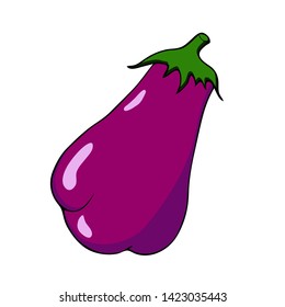 Cartoon style  vector illustration Isolated on white background with  Eggplant. for menu, banner, poster, greeting card,label,  emblem,kitchen print
