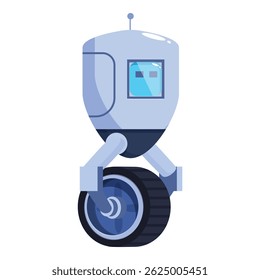 Ilustração vetorial estilo desenho animado de um robô balanceando em uma roda
