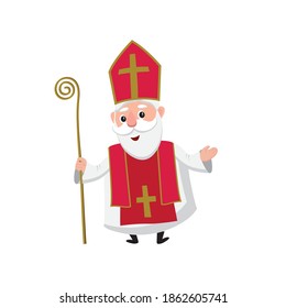 Cartoon style vector illustration of Saint Nicholas