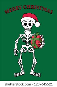 Cartoon style vector illustration of skeleton Santa Claus