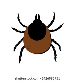 Ilustración vectorial de estilo de dibujos animados de un parásito garrapata. Icono de ácaro Doodle. Concepto de control de plagas.