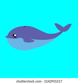 Cartoon style vector illustration of a whale, isolated. Useable for children books.