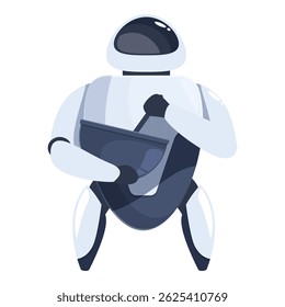 Ilustração vetorial estilo desenho animado de um robô branco do futuro segurando uma tigela misturando ingredientes