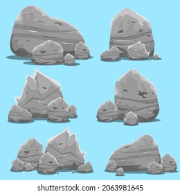 Cartoon Style Vector Mountain Rock Set Illustration For 2D Animation, Infographics, Animated Videos, Easily Editable File