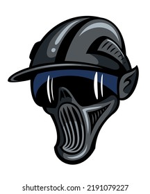 Cartoon style vector paintball protection helmet image. Isolated on white background.