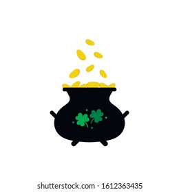 Cartoon style vector pot of gold for St. Patrick's Day design.
