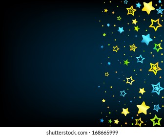 Cartoon style vector stars background with copyspace left