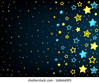 Cartoon style vector stars background with copyspace left