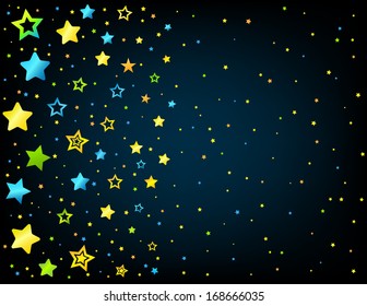 Cartoon style vector stars background with copyspace right