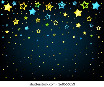 Cartoon style vector stars background with copyspace bottom