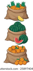Cartoon Style Vegetable Bags Yellow Pepper, Jalapeno, Lettuce