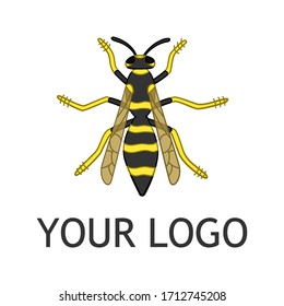 Cartoon style wasp logo template isolated illustration. White background, vector.