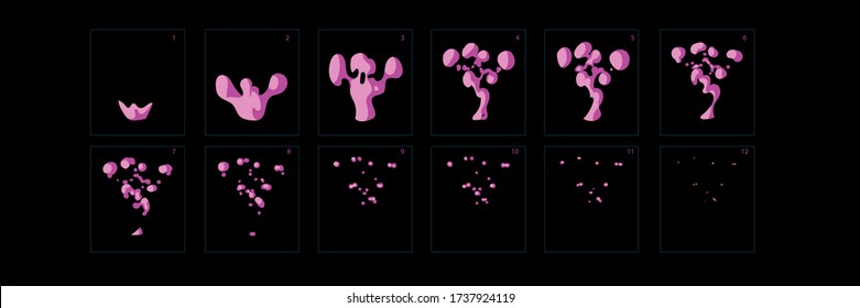 Cartoon style Waterdrop effect animation. Water splash sprite sheet for game or cartoon or animation. Sprite sheet of a waterfall -Vector

