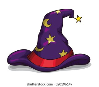 Cartoon style Wizard Hat, Vector Illustration